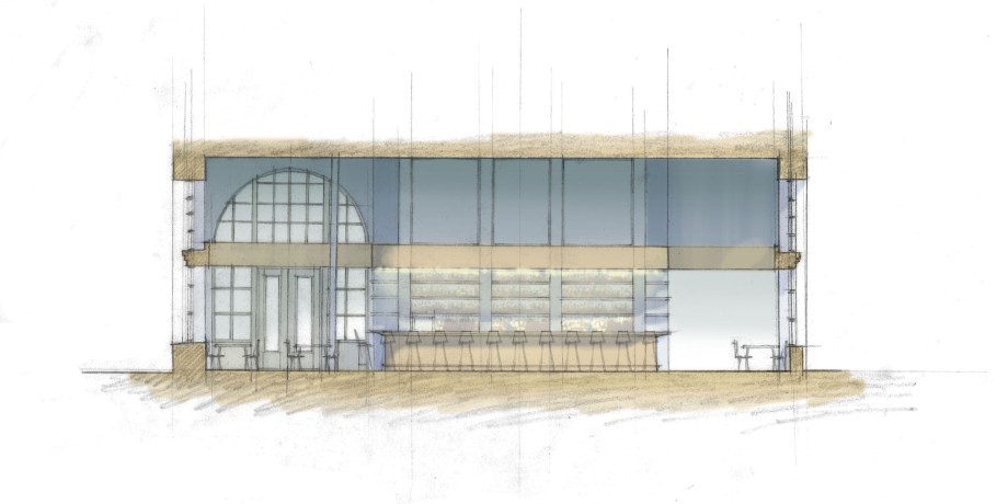 Schematic section through dining room.