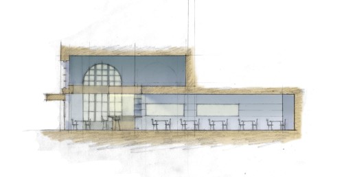 Schematic section through dining room.